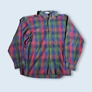 90s Granola Cottagecore Plaid Shirt Red Blue Green